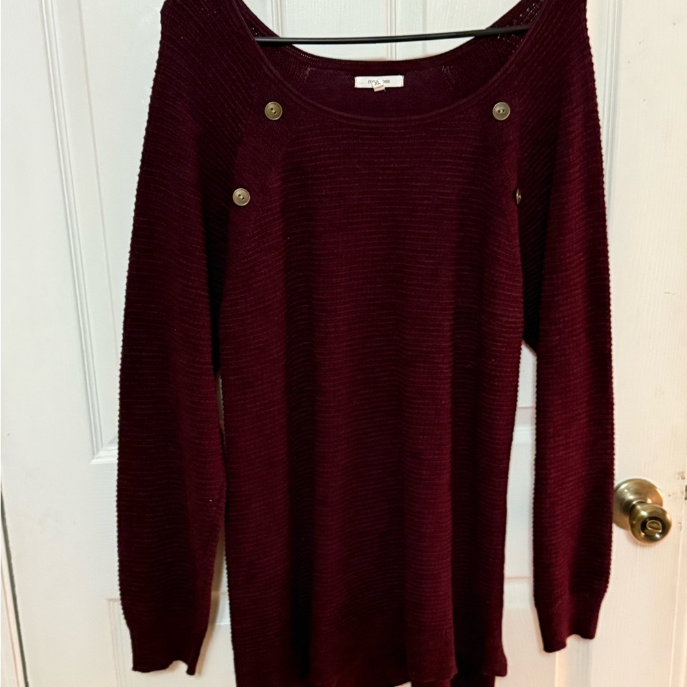 Maurices Burgundy Crew Neck Sweater with Long Sleeves